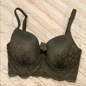Elegant Lace Olive Green Bra